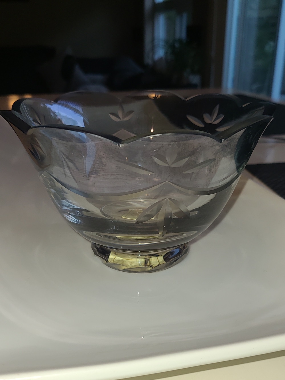 Lenox Clear Cut Glass Scalloped Bowl